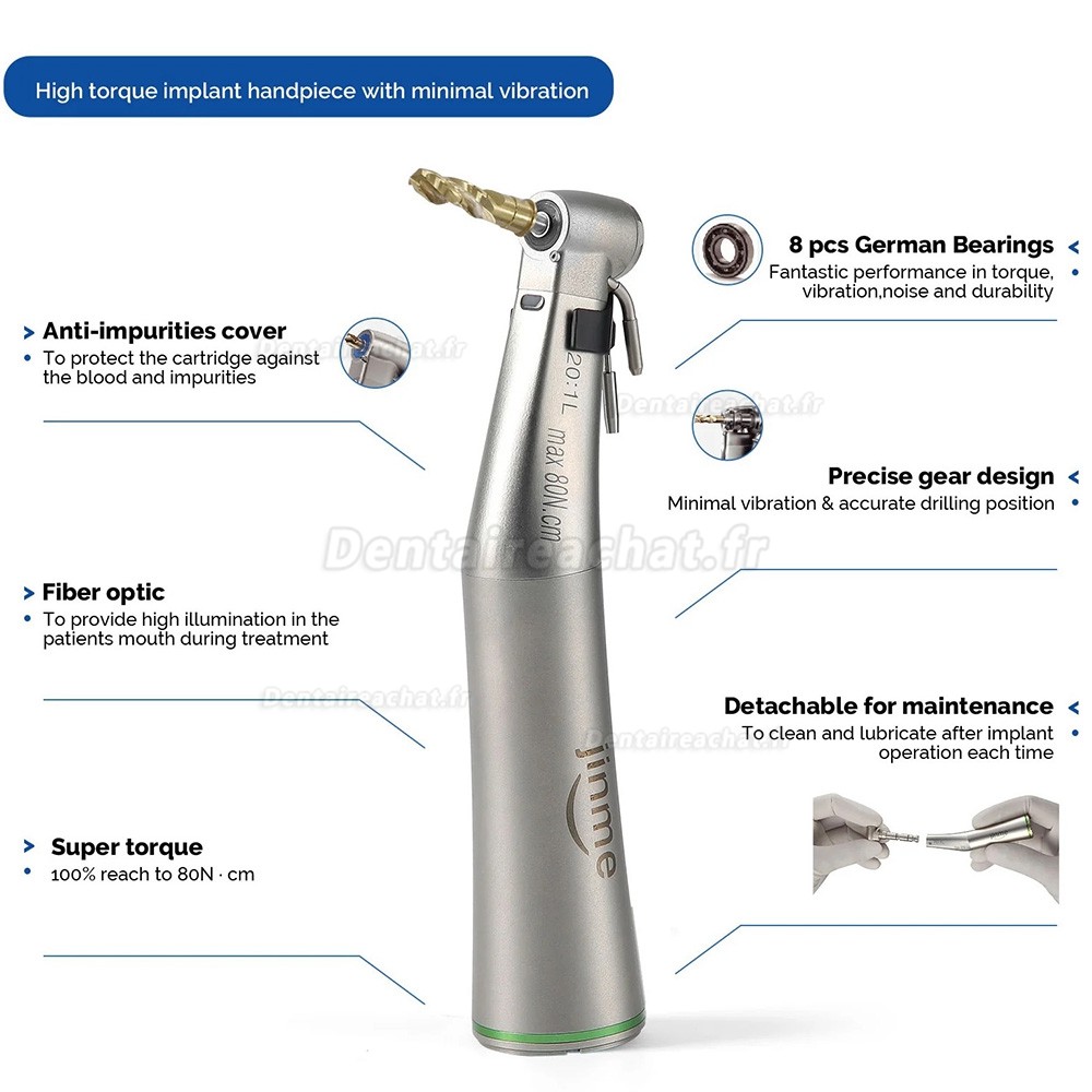 Contre-angle 20:1 à led fibre optique Jinme W201L pour implant dentaire Contre-angle 20:1 à led fibre optique Jinme W201L pour implant dentaire